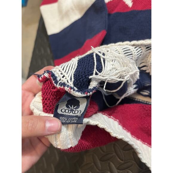 VINTAGE Old Glory Mens Stars and Stripes Flag 100% Cotton Sweater XL Made in USA - Picture 7 of 10